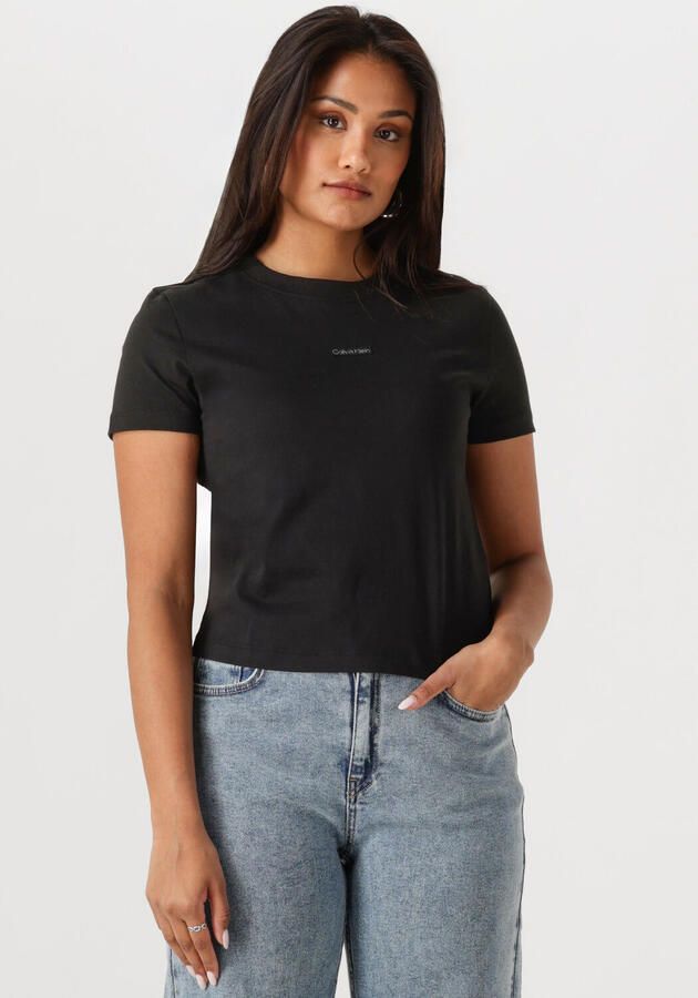 CALVIN KLEIN Dames Tops & T-shirts Placed Institutional Baby Tee Zwart - Foto 4