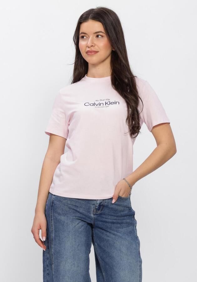 CALVIN KLEIN Dames Tops & T-shirts Ss Classic Ck Nyc Logo Tee Lichtroze