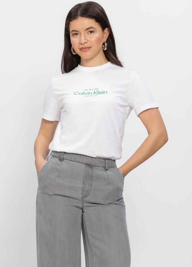 CALVIN KLEIN Dames Tops & T-shirts Ss Classic Ck Nyc Logo Tee Wit