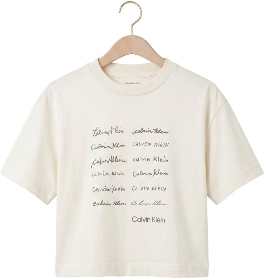 CALVIN KLEIN Dames Tops & T-shirts Ss Cropped Boxy Graphic Tee Ecru - Foto 2