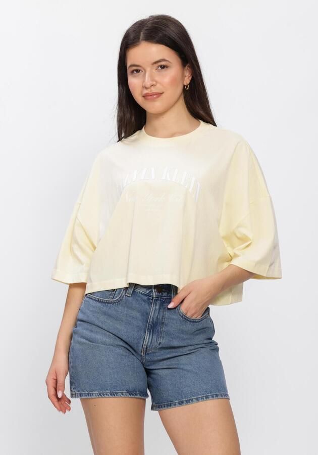 CALVIN KLEIN Dames Tops & T-shirts Ss Cropped Boxy Heritage Crest Butter Yellow