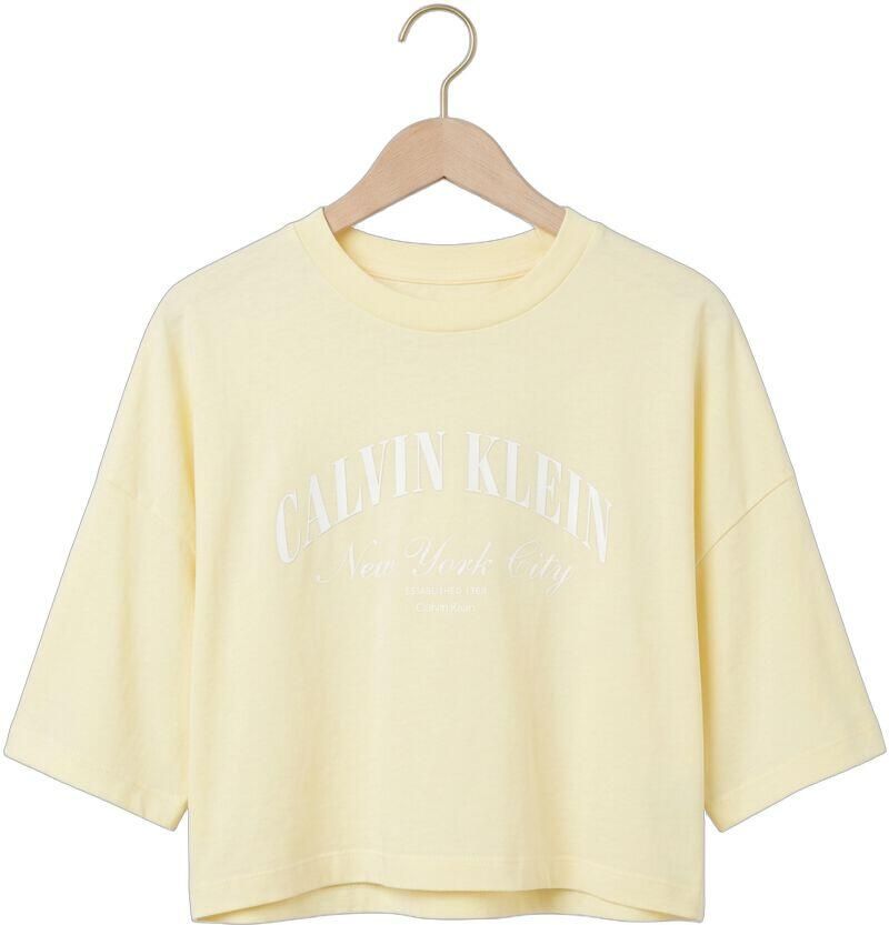 CALVIN KLEIN Dames Tops & T-shirts Ss Cropped Boxy Heritage Crest Butter Yellow - Foto 2