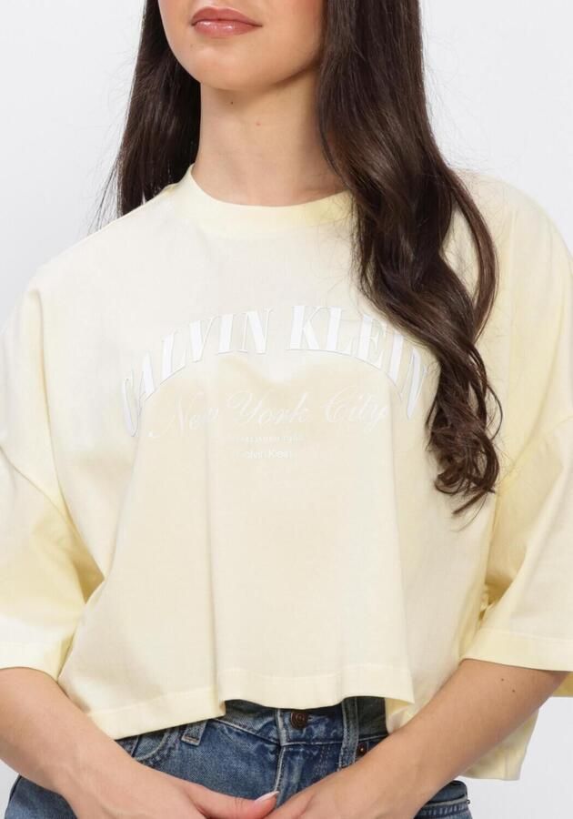 CALVIN KLEIN Dames Tops & T-shirts Ss Cropped Boxy Heritage Crest Butter Yellow - Foto 4