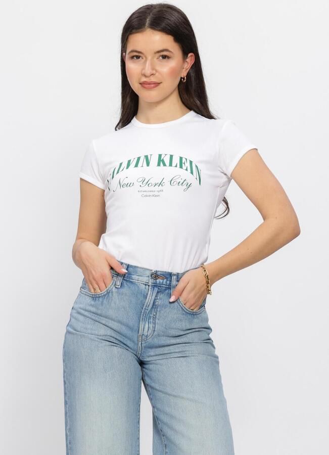 CALVIN KLEIN Dames Tops & T-shirts Ss Graphic Logo Baby Tee Wit