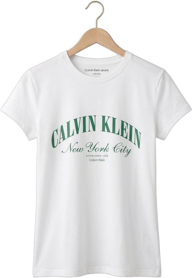 CALVIN KLEIN Dames Tops & T-shirts Ss Graphic Logo Baby Tee Wit - Foto 4