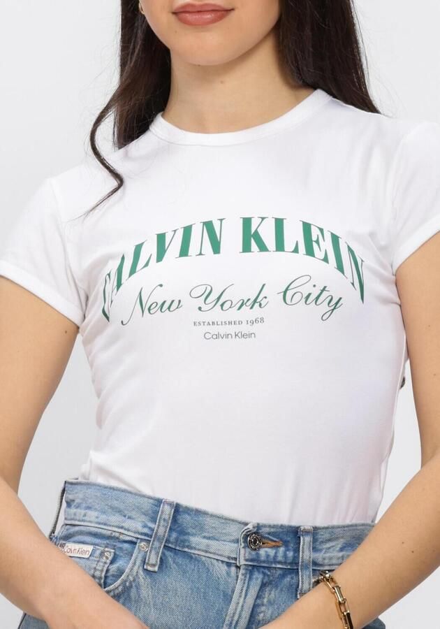 CALVIN KLEIN Dames Tops & T-shirts Ss Graphic Logo Baby Tee Wit - Foto 3