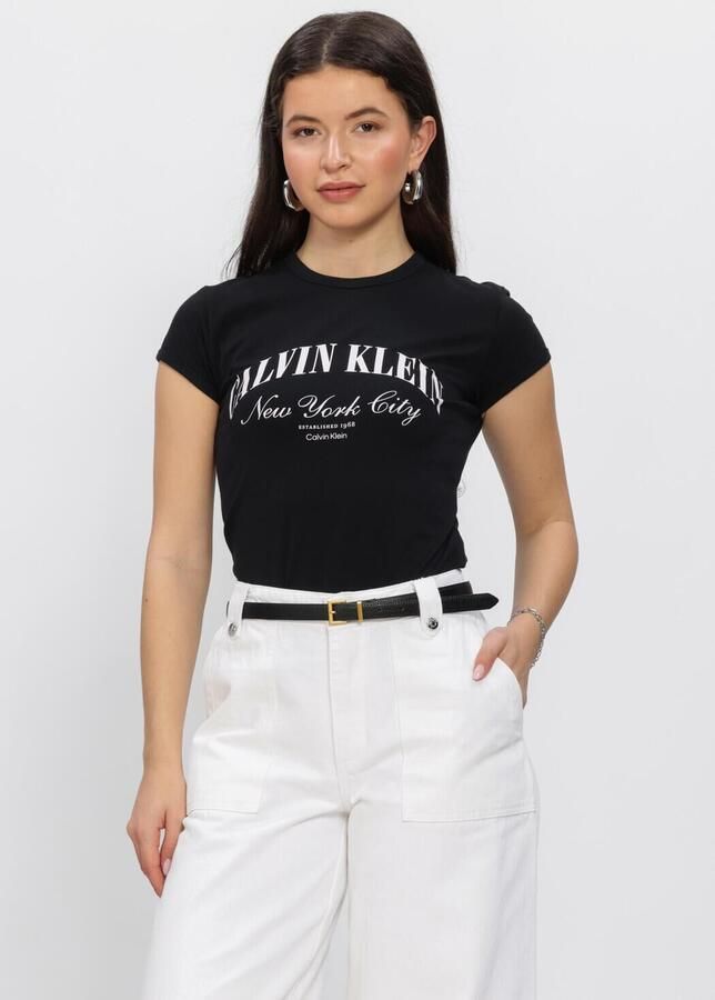 CALVIN KLEIN Dames Tops & T-shirts Ss Graphic Logo Baby Tee Zwart