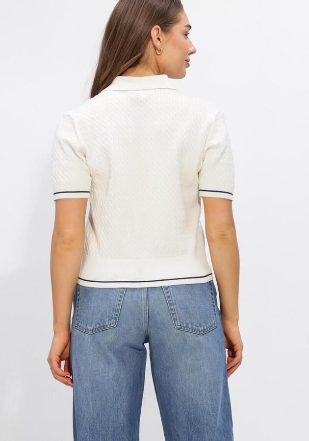 CALVIN KLEIN Dames Tops & T-shirts Ss Woven Label Cropped Cable Gebroken Wit - Foto 3