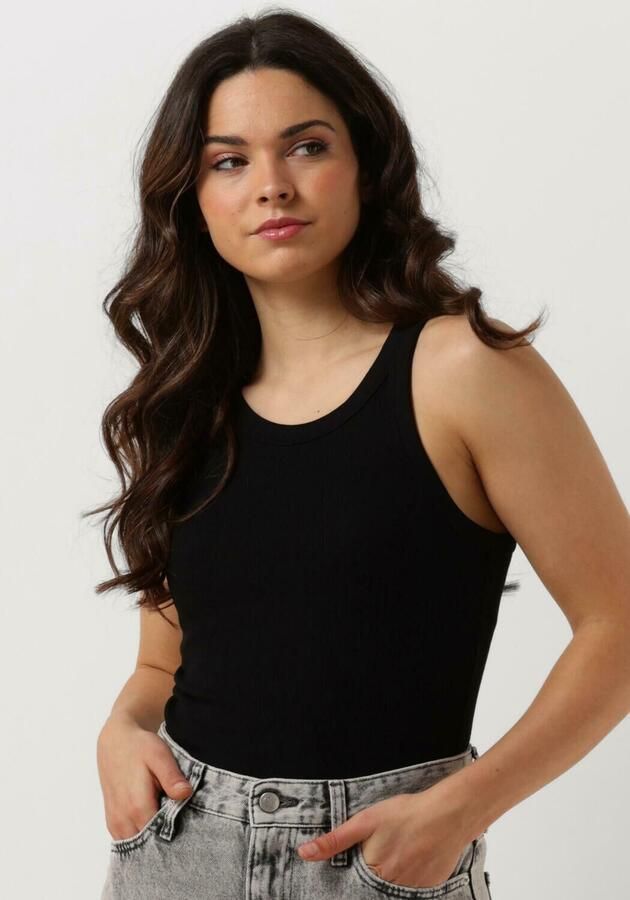 CALVIN KLEIN Dames Tops & T-shirts Variegated Rib Woven Tab Tank Zwart - Foto 3