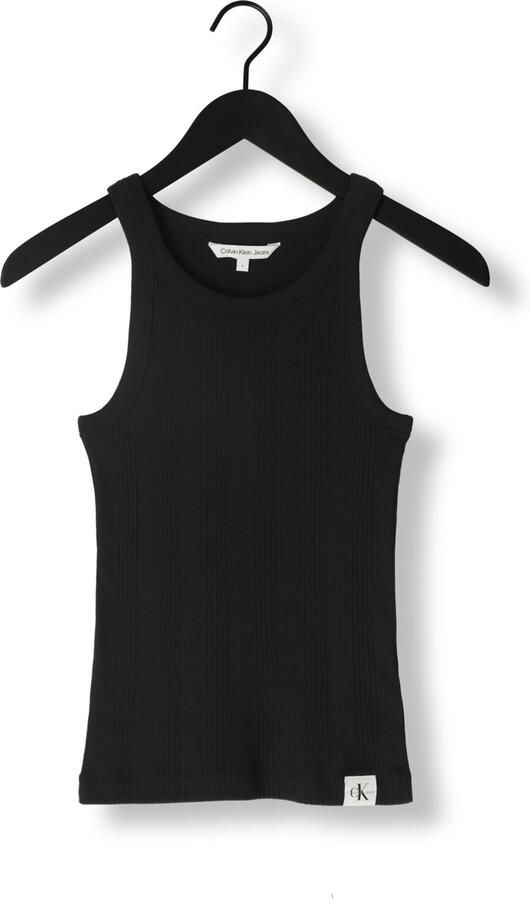 CALVIN KLEIN Dames Tops & T-shirts Variegated Rib Woven Tab Tank Zwart - Foto 2