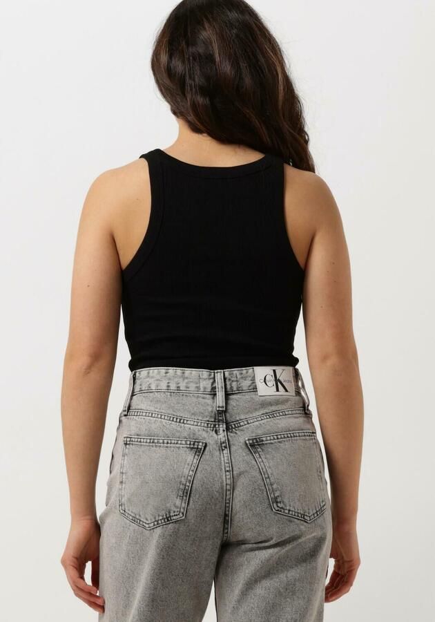 CALVIN KLEIN Dames Tops & T-shirts Variegated Rib Woven Tab Tank Zwart