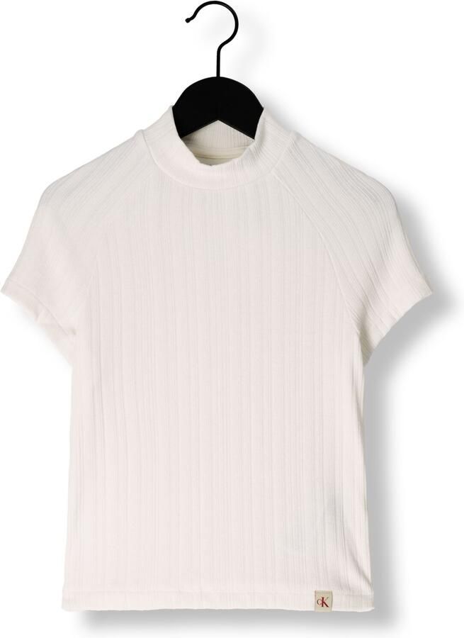 CALVIN KLEIN Dames Tops & T-shirts Warm Texture Rib Mockneck Top Ecru