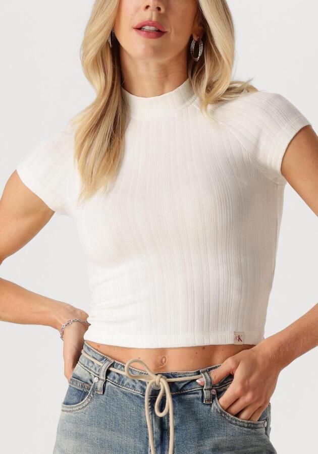 CALVIN KLEIN Dames Tops & T-shirts Warm Texture Rib Mockneck Top Ecru - Foto 2