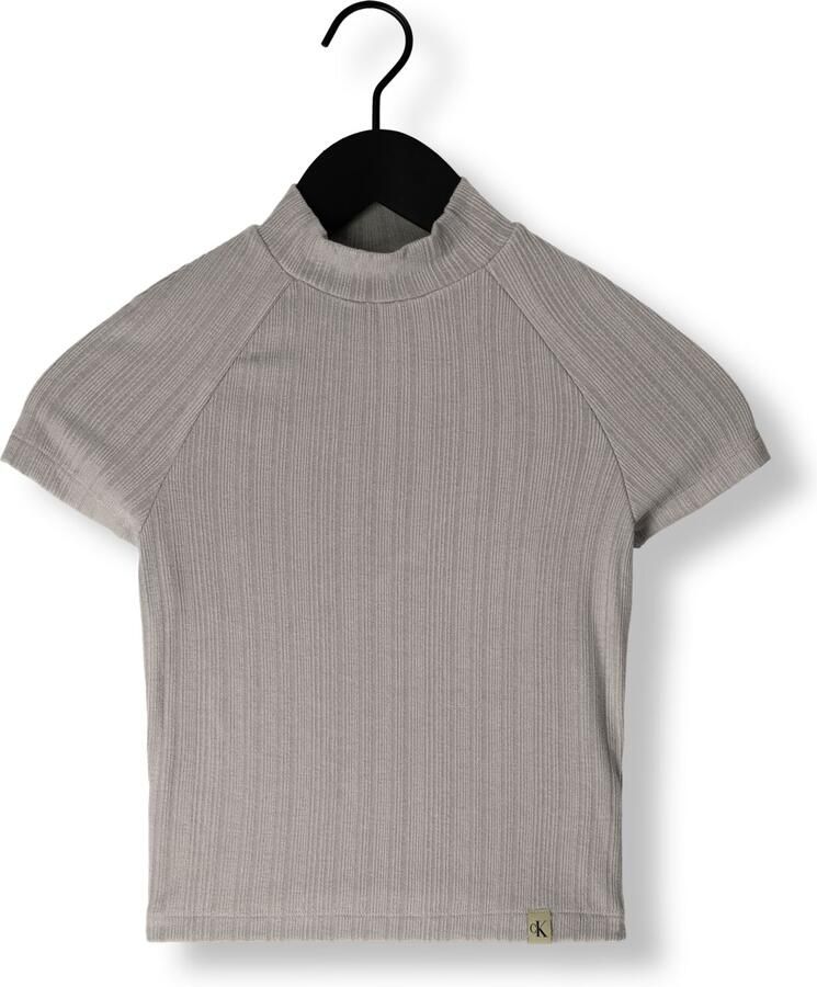 CALVIN KLEIN Dames Tops & T-shirts Warm Texture Rib Mockneck Top Taupe