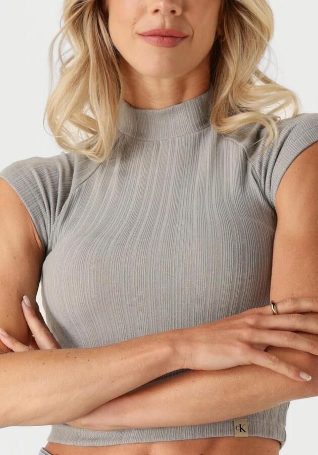 CALVIN KLEIN Dames Tops & T-shirts Warm Texture Rib Mockneck Top Taupe - Foto 2