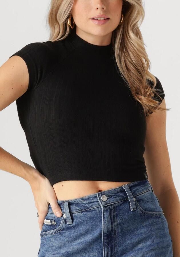 CALVIN KLEIN Dames Tops & T-shirts Warm Texture Rib Mockneck Top Zwart - Foto 2
