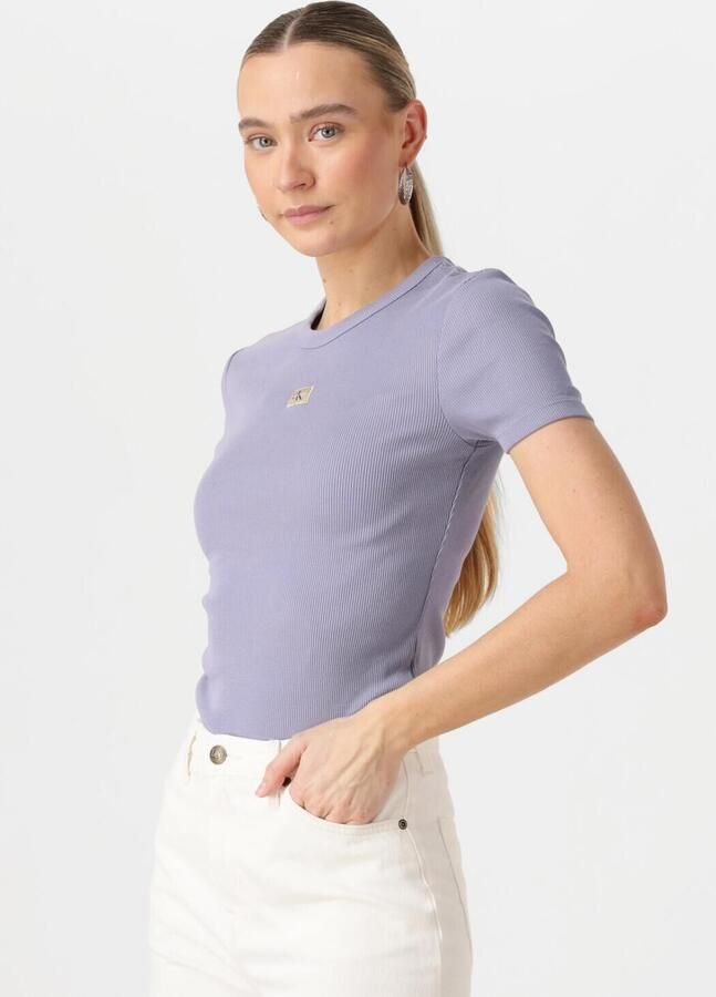 CALVIN KLEIN Dames Tops & T-shirts Washed Woven Label Rib Fit Tee Lila - Foto 4