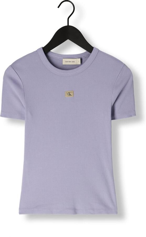 CALVIN KLEIN Dames Tops & T-shirts Washed Woven Label Rib Fit Tee Lila - Foto 3