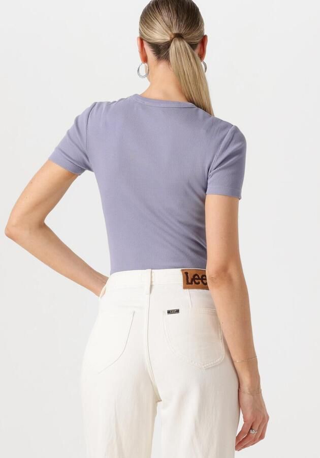 CALVIN KLEIN Dames Tops & T-shirts Washed Woven Label Rib Fit Tee Lila
