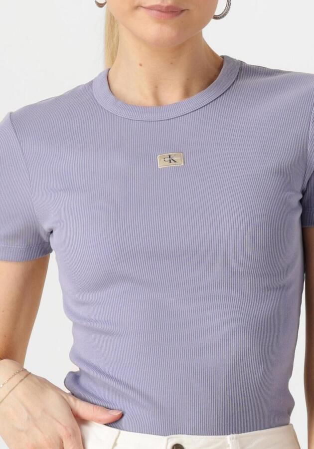 CALVIN KLEIN Dames Tops & T-shirts Washed Woven Label Rib Fit Tee Lila - Foto 2