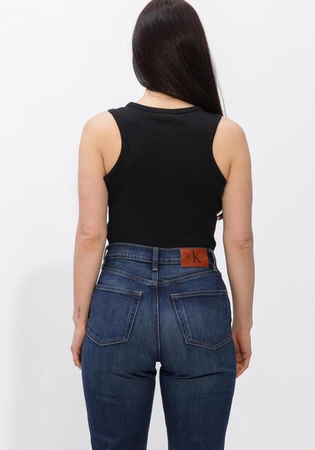 CALVIN KLEIN Dames Tops & T-shirts Woven Label 2x2 Baby Rib Tank Zwart - Foto 2