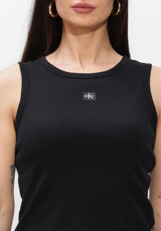 CALVIN KLEIN Dames Tops & T-shirts Woven Label 2x2 Baby Rib Tank Zwart - Foto 3