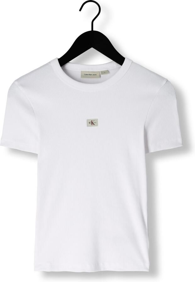 CALVIN KLEIN Dames Tops & T-shirts Woven Label Rib Fitted Tee Wit - Foto 2