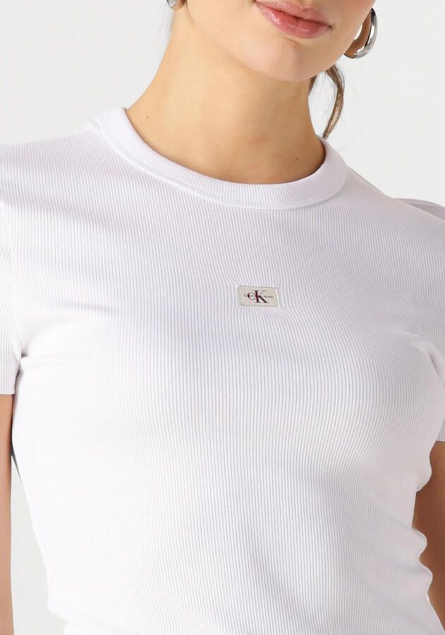 CALVIN KLEIN Dames Tops & T-shirts Woven Label Rib Fitted Tee Wit