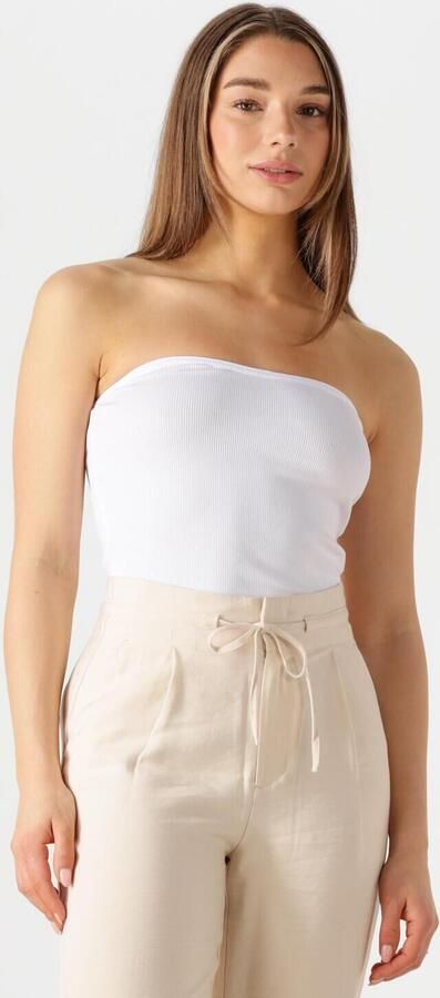 CALVIN KLEIN Dames Tops & T-shirts Woven Label Rib Sleeveless Top Wit - Foto 4