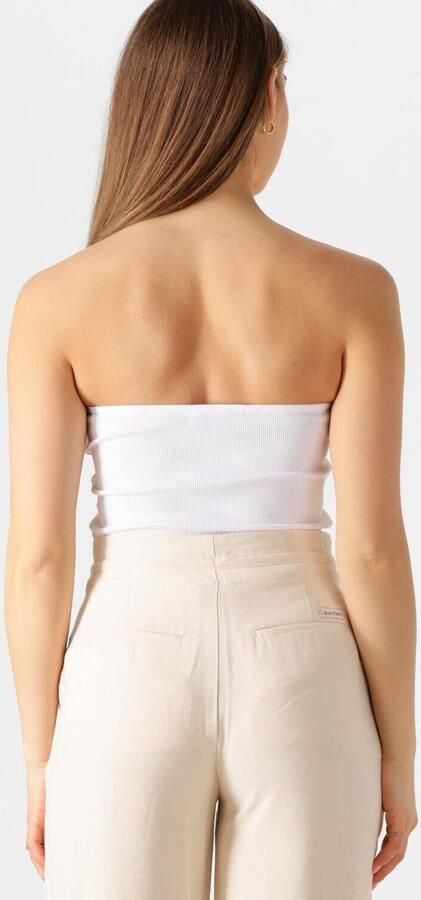 CALVIN KLEIN Dames Tops & T-shirts Woven Label Rib Sleeveless Top Wit - Foto 3