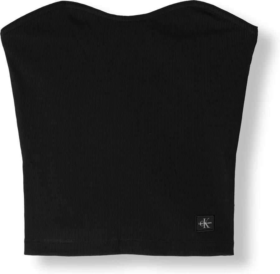 CALVIN KLEIN Dames Tops & T-shirts Woven Label Rib Sleeveless Top Zwart