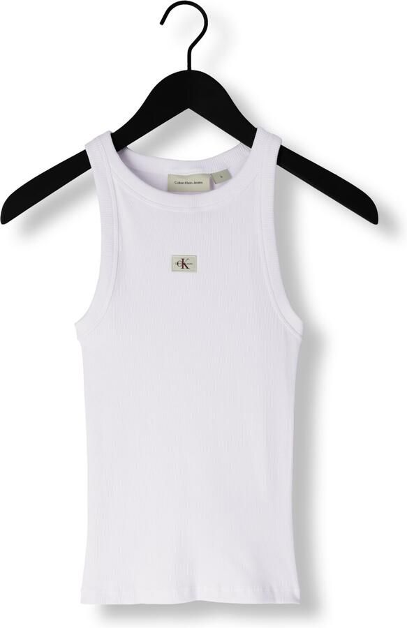 CALVIN KLEIN Dames Tops & T-shirts Woven Label Rib Tank Top Wit - Foto 3