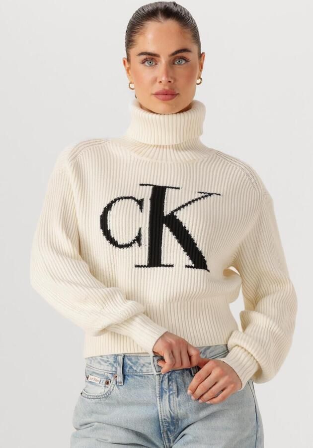 CALVIN KLEIN Dames Truien & Vesten Blown Up Ck Loose Sweater Contra Gebroken Wit - Foto 4