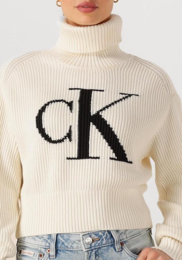 CALVIN KLEIN Dames Truien & Vesten Blown Up Ck Loose Sweater Contra Gebroken Wit - Foto 2