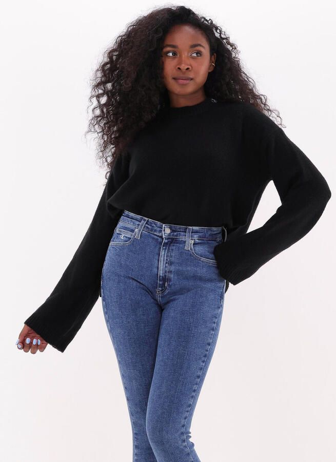 CALVIN KLEIN Dames Truien & Vesten Fluffy Wide Open Sleeves Sweater Zwart - Foto 4