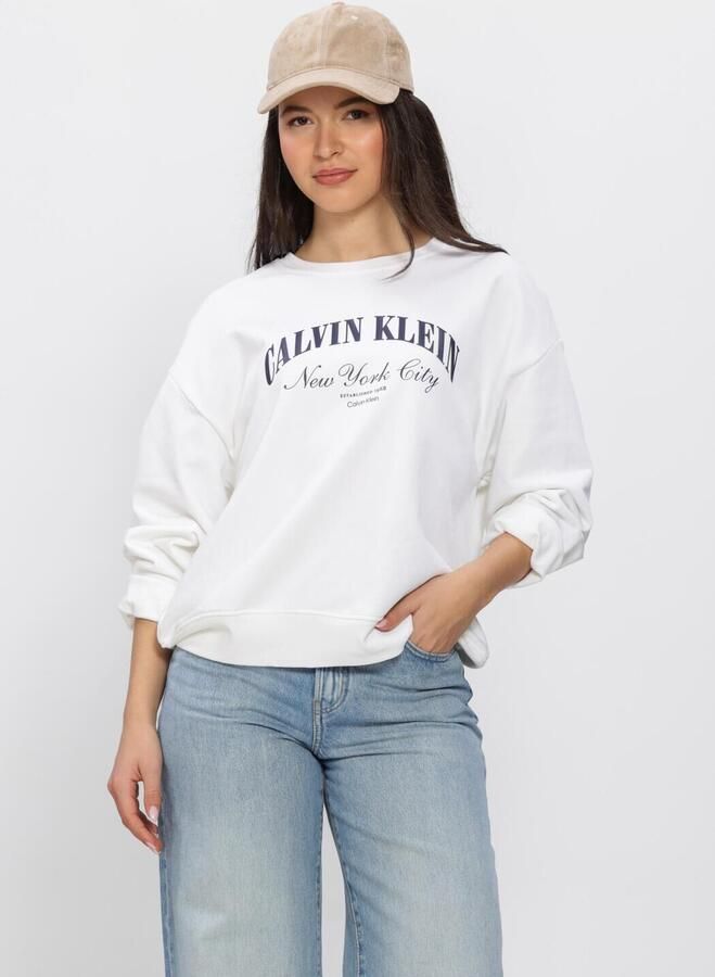 CALVIN KLEIN Dames Truien & Vesten Logo Graphic Crewneck Sweatshirt Wit