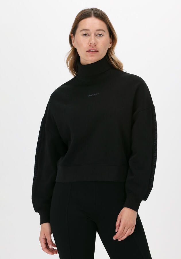 CALVIN KLEIN Dames Truien & Vesten Logo Trim Roll Neck Zwart - Foto 4
