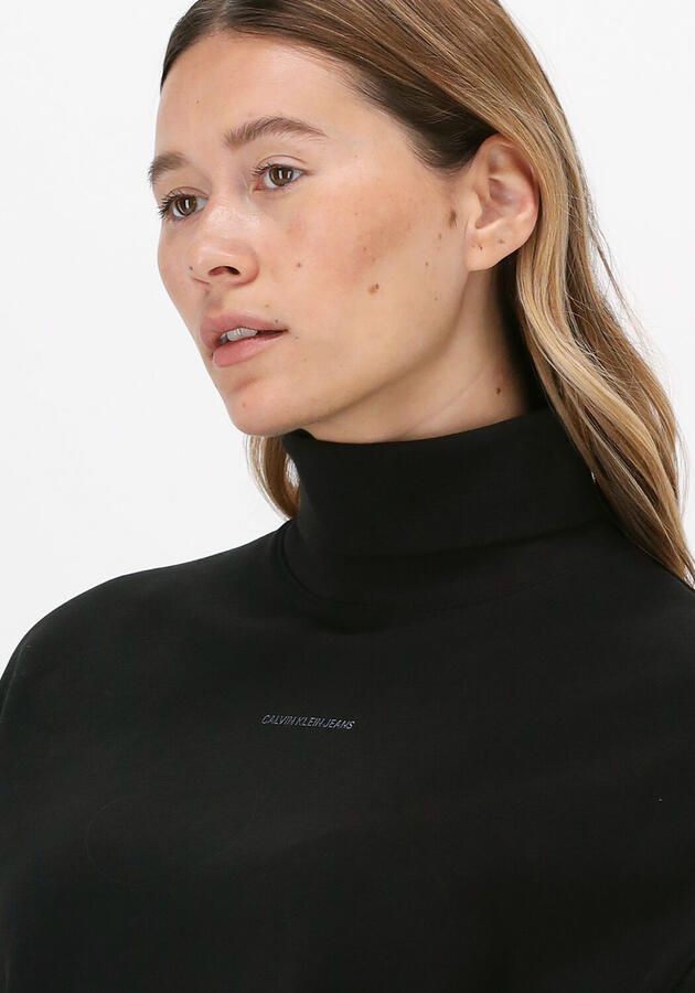 CALVIN KLEIN Dames Truien & Vesten Logo Trim Roll Neck Zwart - Foto 3