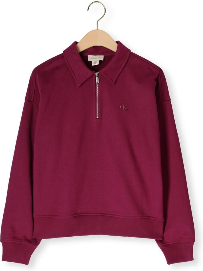 CALVIN KLEIN Dames Truien & Vesten Ls Archive Terry 1 4 Zip Polo Sw Bordeaux - Foto 2