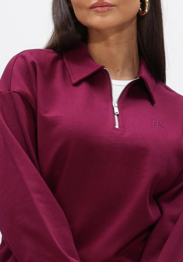 CALVIN KLEIN Dames Truien & Vesten Ls Archive Terry 1 4 Zip Polo Sw Bordeaux - Foto 4