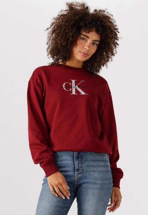 CALVIN KLEIN Dames Truien & Vesten Ls Monologo French Terry Rlxd Cr Bordeaux - Foto 4