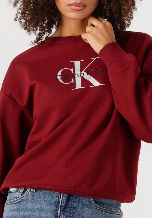 CALVIN KLEIN Dames Truien & Vesten Ls Monologo French Terry Rlxd Cr Bordeaux - Foto 3