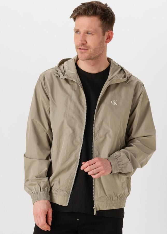 Calvin Klein Khaki Nylon Hooded Windbreaker Jas Beige Heren - Foto 4