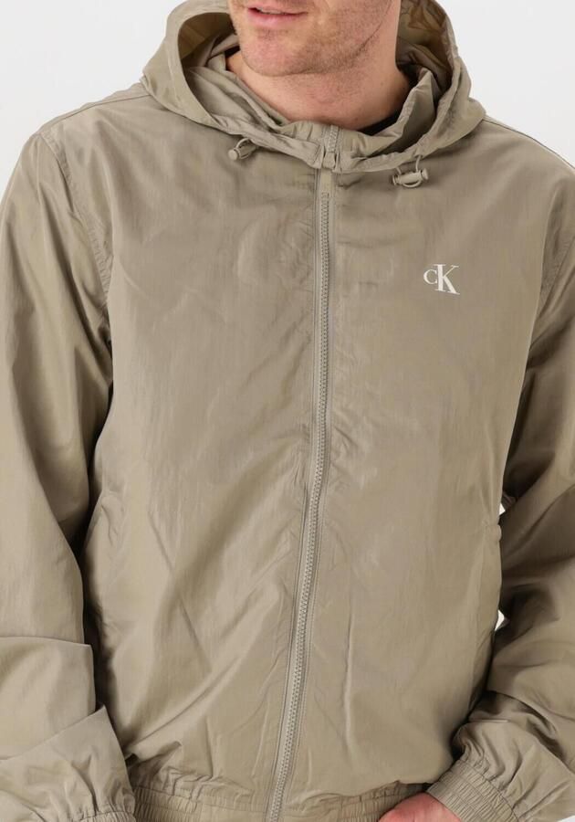 Calvin Klein Khaki Nylon Hooded Windbreaker Jas Beige Heren - Foto 3
