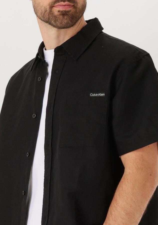 CALVIN KLEIN Heren Overhemden Linen Cotton S s Shirt Zwart - Foto 2