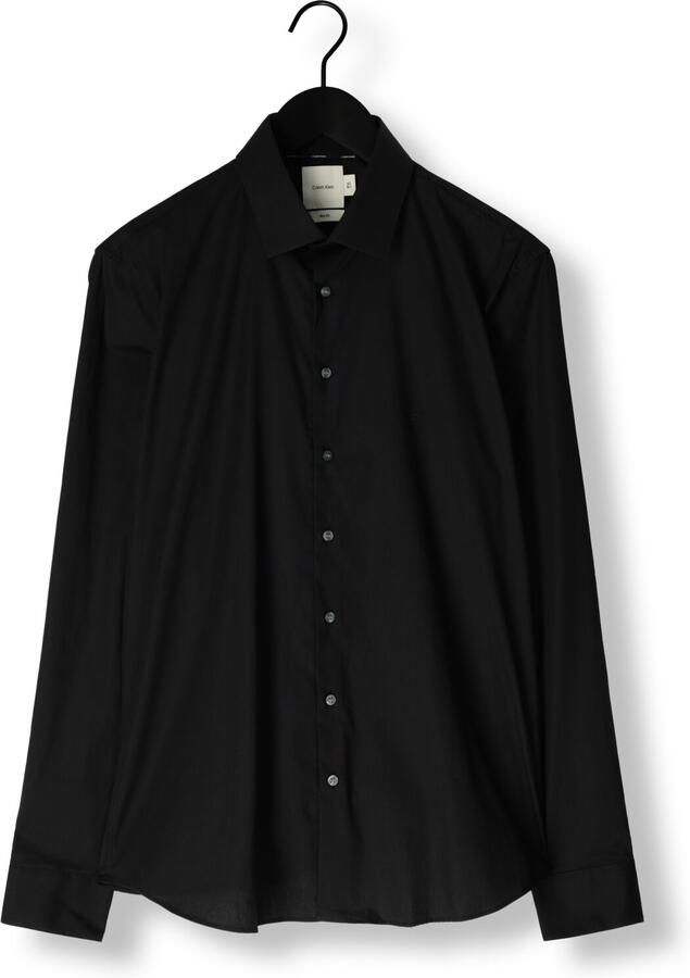 Calvin Klein Businessoverhemd POPLIN STRETCH SLIM SHIRT met kent-kraag logoprint op borsthoogte