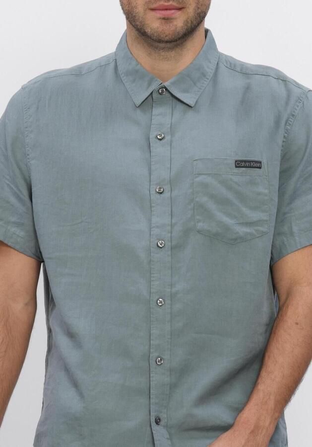 CALVIN KLEIN Heren Overhemden Ss Solid Casual Linen Classic Sh Groen - Foto 4