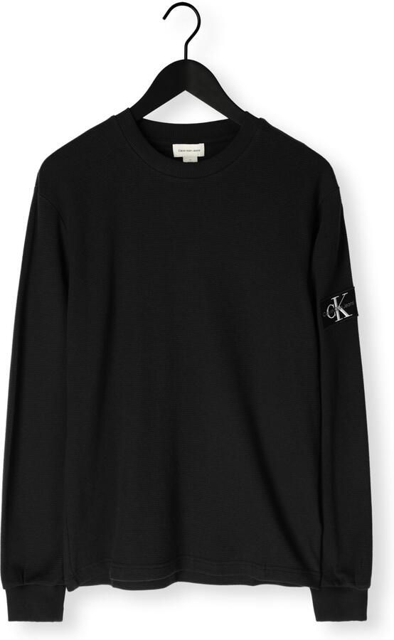 CALVIN KLEIN Heren Polo's & T-shirts Badge Waffle Ls Tee Zwart - Foto 4