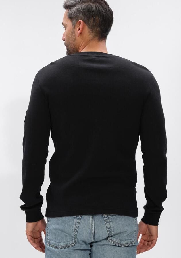 CALVIN KLEIN Heren Polo's & T-shirts Badge Waffle Ls Tee Zwart - Foto 2