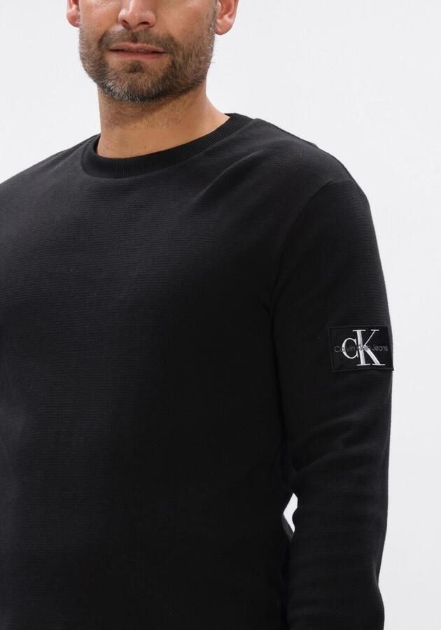 CALVIN KLEIN Heren Polo's & T-shirts Badge Waffle Ls Tee Zwart - Foto 3